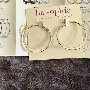 Lia Sophia Roundel Gold Tone Hoop Earrings NWT - Rare - Discontinued